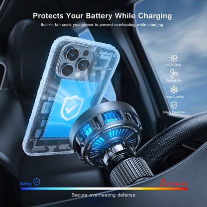 ESOULK 25W Qi2.2 magnetic wireless car charger with air vent mount – mounted in a car