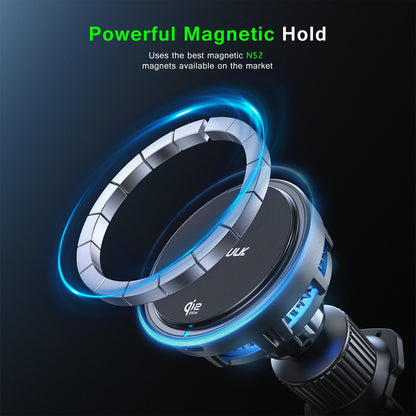 ESOULK 25W Qi2.2 magnetic wireless car charger with air vent mount – side profile view