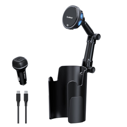 ESOULK 25W Qi2.2 magnetic wireless car charger with adjustable cup holder mount