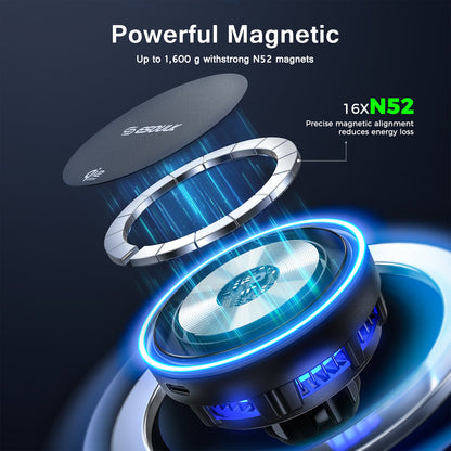 ESOULK 25W Qi2.2 magnetic wireless car charger with adjustable cup holder mount – USB-C car charger adapter and cable included