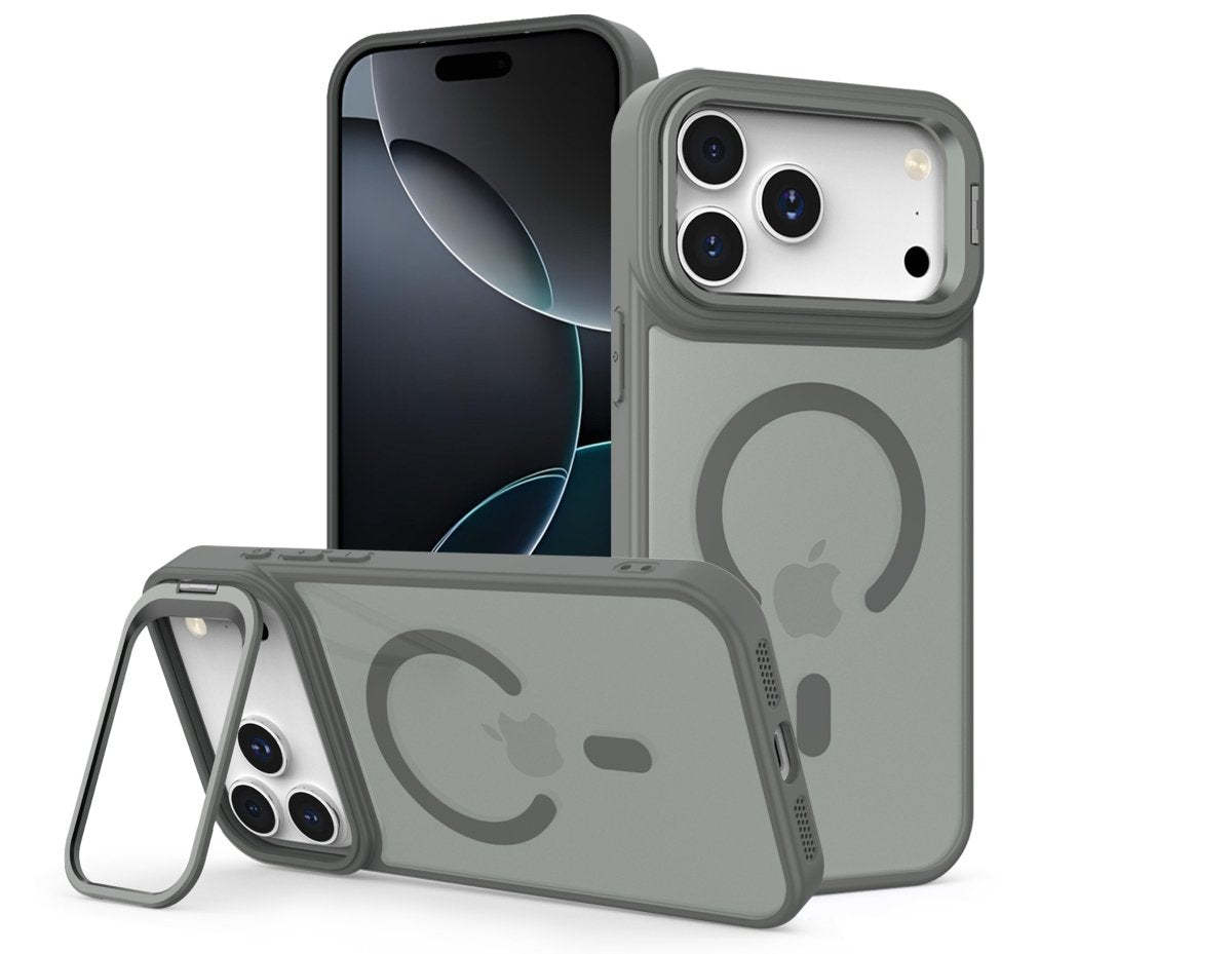 Matte MagSafe Case with Camera Bar Kickstand - Gray for iPhone 17 Pro / 18 Pro Phone Case - Pro iPhone Repair