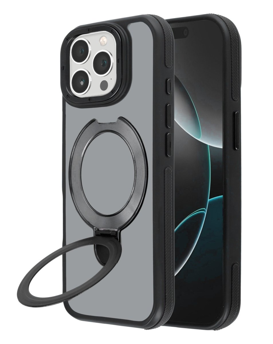 Matte Transparent Case with Wireless Charging Kickstand - Black for iPhone 14 Pro Max Phone Case - Pro iPhone Repair