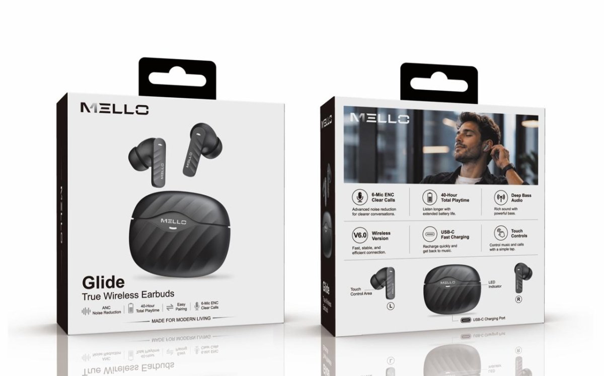 Mello Glide True Wireless Earbuds – 6-Mic ENC, 40-Hour Playtime, Bluetooth 6.0 Wireless Earbuds - Pro iPhone Repair