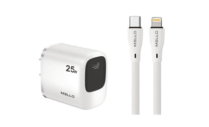 Mello SurgeMax X15 25W USB-C Wall Charger with 4ft Lightning Cable, White