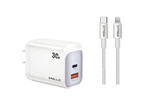 Mello SurgeMax X16 30W Wall Charger with 4ft Lightning Cable, White – charger with USB-C to Lightning cable