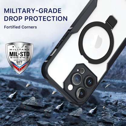 Military Grade Clear Case with MagSafe Ring Kickstand - Black for iPhone 15 Pro Phone Case - Pro iPhone Repair