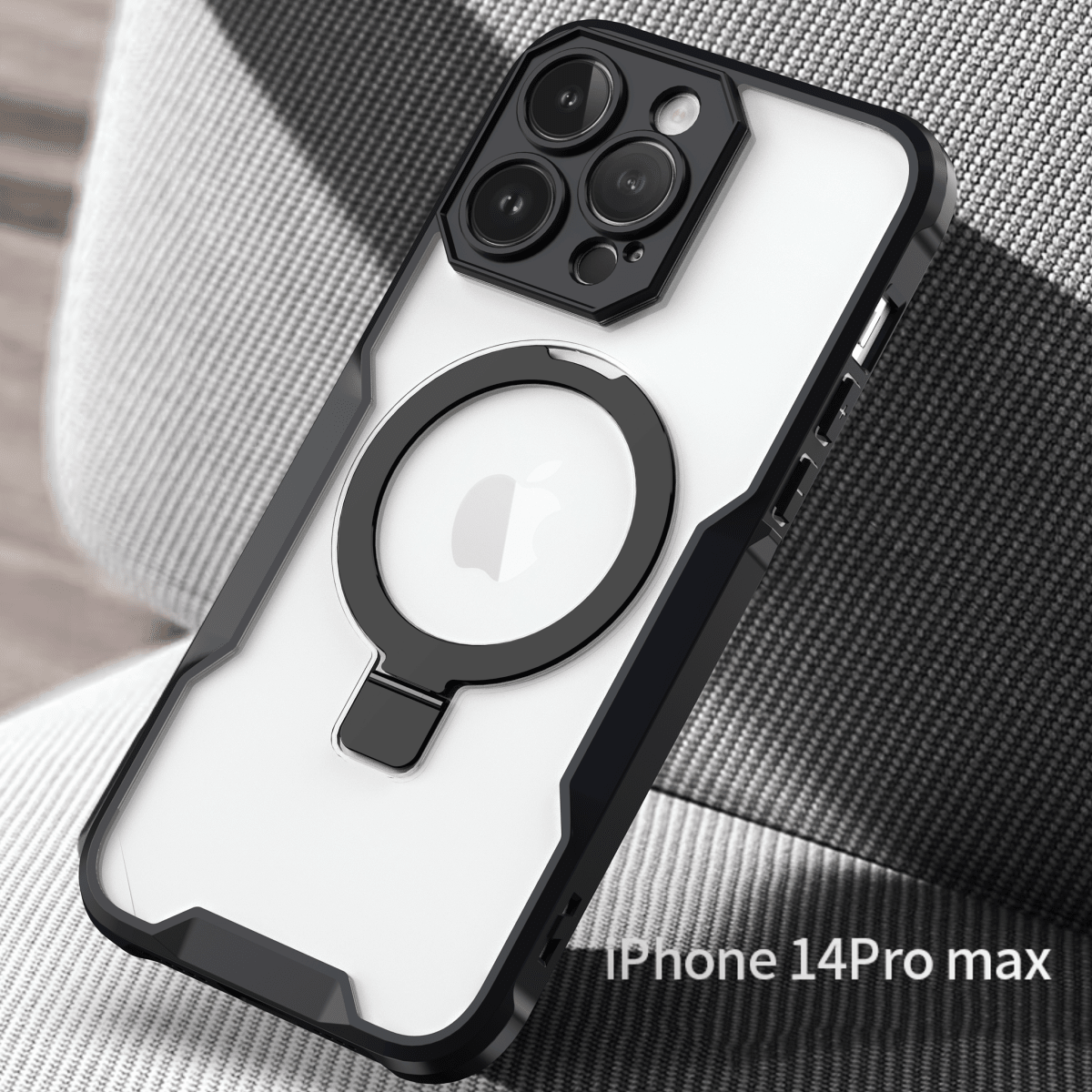 Military Grade Clear Case with MagSafe Ring Kickstand - Black for iPhone 15 Pro Phone Case - Pro iPhone Repair