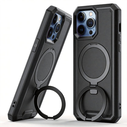 Military Grade Rugged Case with MagSafe Ring Kickstand - Black for iPhone 15 Pro Phone Case - Pro iPhone Repair