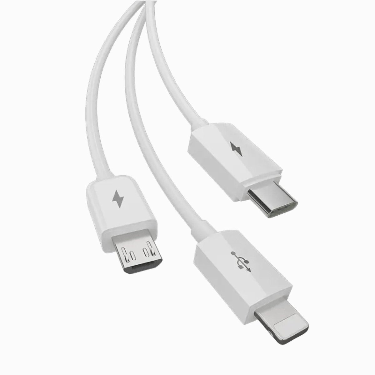Mr White 3-in-1 Charging Cable 1.2m PISEN Lightning, USB-C & Micro Cable, White (AP07-1200) - Pro iPhone Repair