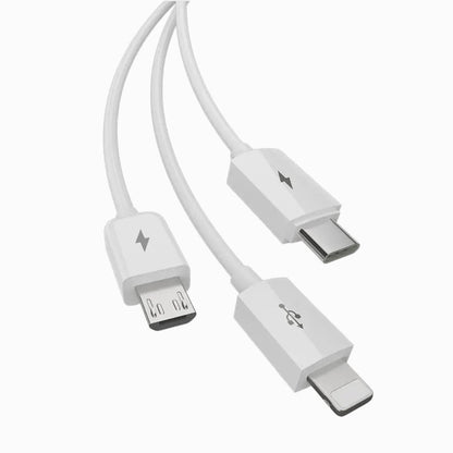 Mr White 3-in-1 Charging Cable 1.2m PISEN Lightning, USB-C & Micro Cable, White (AP07-1200) - Pro iPhone Repair