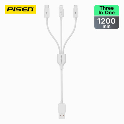 Mr White 3-in-1 Charging Cable 1.2m PISEN Lightning, USB-C & Micro Cable, White (AP07-1200) - Pro iPhone Repair