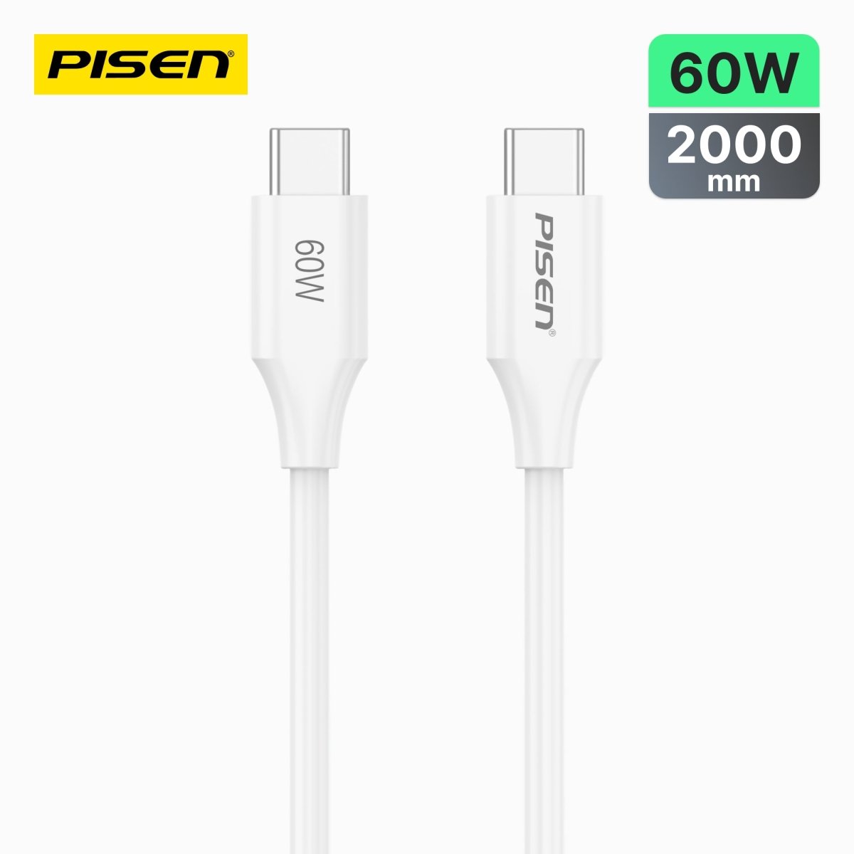 Mr White USB-C to USB-C Cable (60W) PISEN PD Fast-Charging Cable, White (CC-PD01) - Pro iPhone Repair