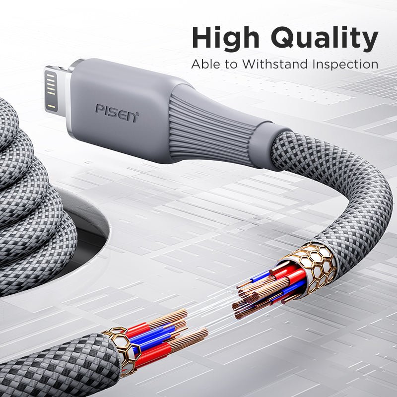 NoirSync USB-A to Lightning Cable (12W) PISEN Charging & Sync iPhone Cable, Grey (AL-FC13-1000) - Pro iPhone Repair