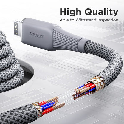 NoirSync USB-A to Lightning Cable (12W) PISEN Charging & Sync iPhone Cable, Grey (AL-FC13-1000) - Pro iPhone Repair