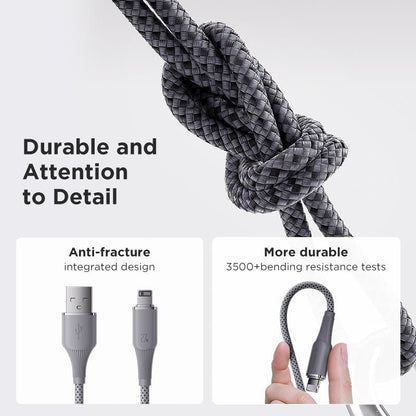 NoirSync USB-A to Lightning Cable (12W) PISEN Charging & Sync iPhone Cable, Grey (AL-FC13-1000) - Pro iPhone Repair