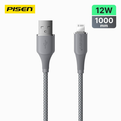 NoirSync USB-A to Lightning Cable (12W) PISEN Charging & Sync iPhone Cable, Grey (AL-FC13-1000) - Pro iPhone Repair