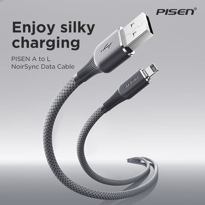 NoirSync USB-A to Lightning Cable (12W) PISEN Charging & Sync iPhone Cable, Grey (AL-FC13-1000) - Pro iPhone Repair