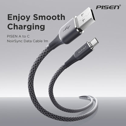 NoirSync USB-A to USB-C Cable (12W) PISEN Charging & Sync Cable, Grey (TC-FC31-1000) - Pro iPhone Repair
