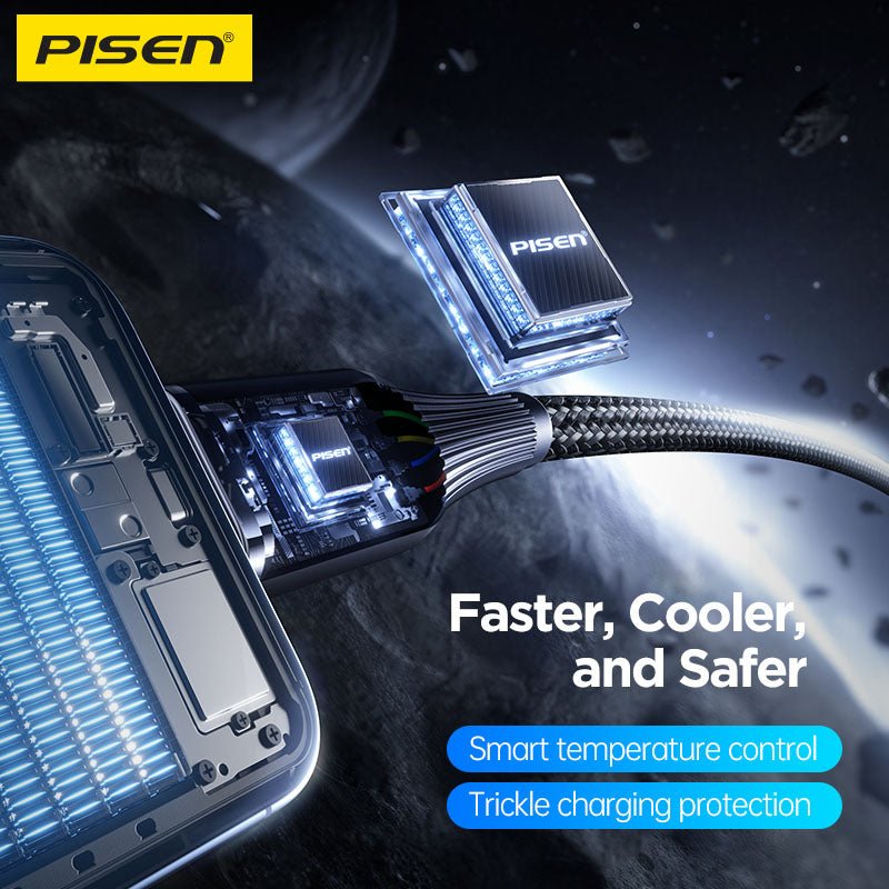 NoirSync USB-C to Lightning Cable (27W) PISEN PD Fast-Charging iPhone Cable, Grey (CL-FC16-1000) - Pro iPhone Repair