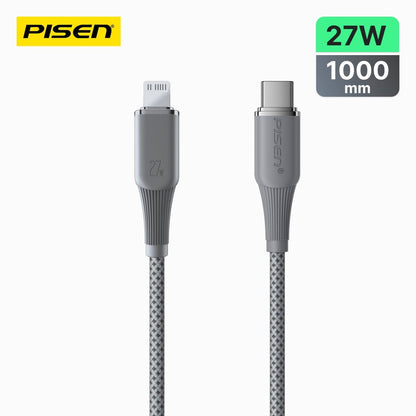 NoirSync USB-C to Lightning Cable (27W) PISEN PD Fast-Charging iPhone Cable, Grey (CL-FC16-1000) - Pro iPhone Repair