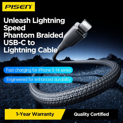 NoirSync USB-C to Lightning Cable (27W) PISEN PD Fast-Charging iPhone Cable, Grey (CL-FC16-1000) - Pro iPhone Repair