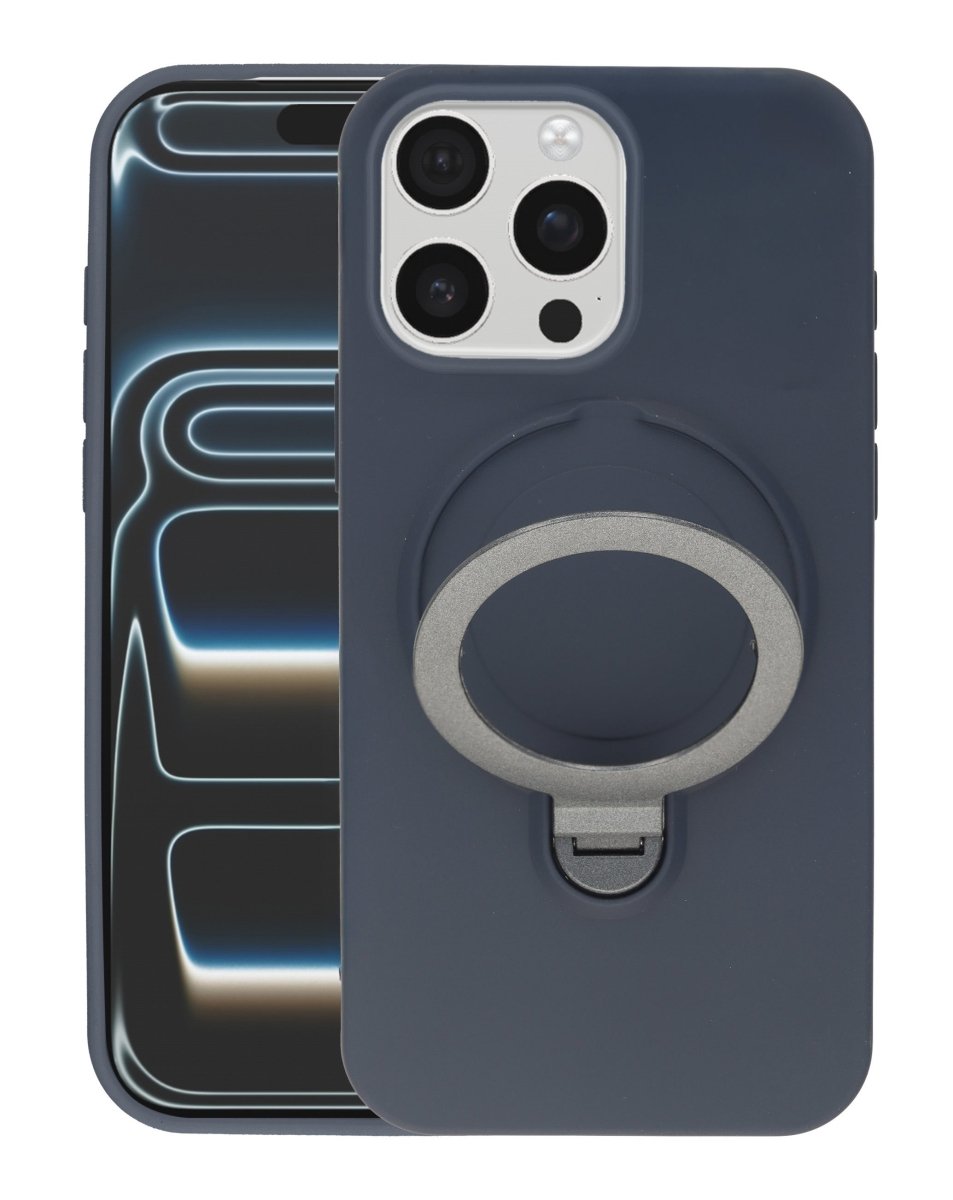 Pastel Shield Carbon Fiber Magnetic Kickstand Case (Navy Blue) for iPhone 15 Pro Max Phone Case - Pro iPhone Repair