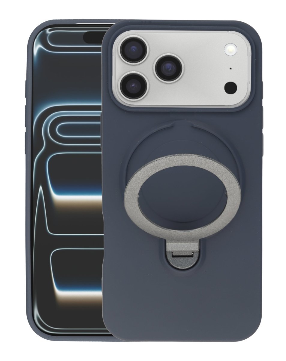 Pastel Shield Carbon Fiber Magnetic Kickstand Case (Navy Blue) for iPhone 17 Pro Max Phone Case - Pro iPhone Repair