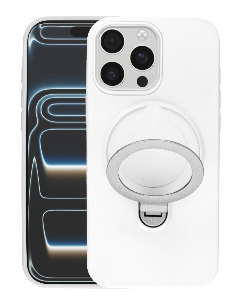 Pastel Shield Carbon Fiber Magnetic Kickstand Case (White) for iPhone 15 Pro Max Phone Case - Pro iPhone Repair