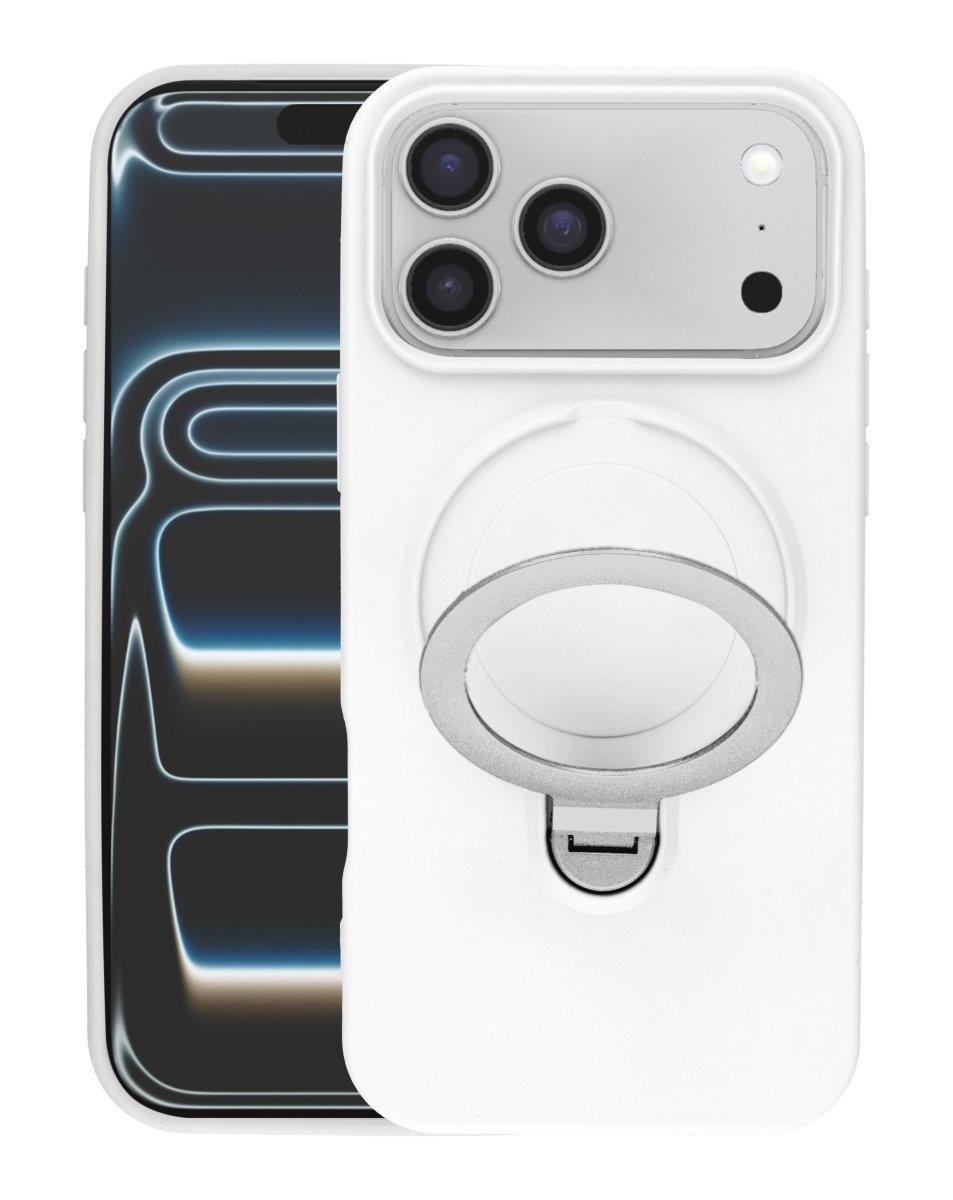 Pastel Shield Carbon Fiber Magnetic Kickstand Case (White) for iPhone 17 Pro Max Phone Case - Pro iPhone Repair