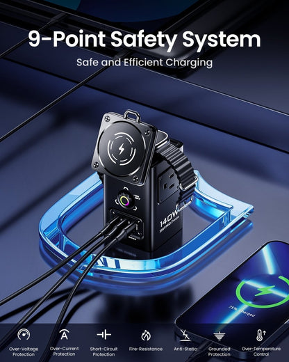 PISEN 140W GaN MagStation 8-in-1 Charging Hub – Magnetic Wireless Desktop Power Socket (KF27) - Pro iPhone Repair