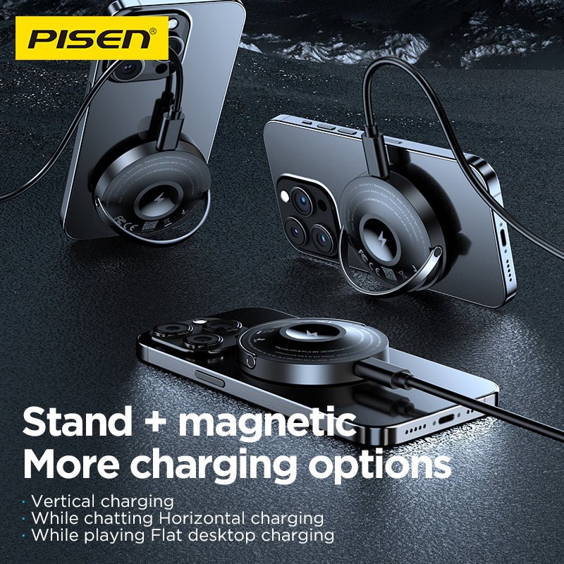 PISEN 2-in-1 Magnetic Wireless Charger – MagSafe Dock for Phone & Earbuds (TP-C43) - Pro iPhone Repair