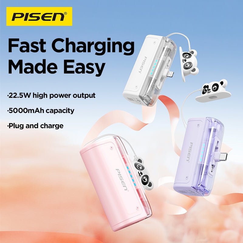 PISEN 2-in-1 Power Bank 5000mAh 22.5W – Built-In Connector Mini Portable Charger (TP-D139) - Pro iPhone Repair
