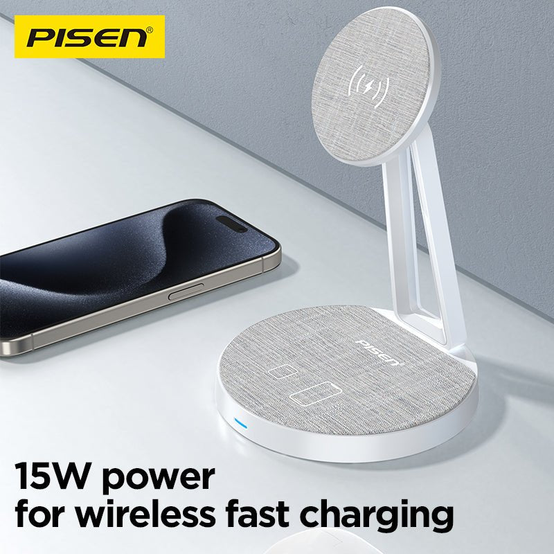 PISEN 2-in-1 Wireless Charging Stand – MagSafe Dock for Phone & Earbuds (TP-C30) - Pro iPhone Repair