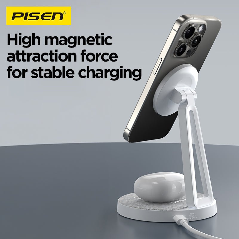 PISEN 2-in-1 Wireless Charging Stand – MagSafe Dock for Phone & Earbuds (TP-C30) - Pro iPhone Repair