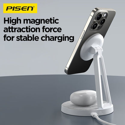 PISEN 2-in-1 Wireless Charging Stand – MagSafe Dock for Phone & Earbuds (TP-C30) - Pro iPhone Repair