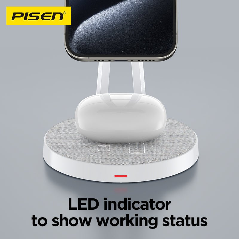 PISEN 2-in-1 Wireless Charging Stand – MagSafe Dock for Phone & Earbuds (TP-C30) - Pro iPhone Repair
