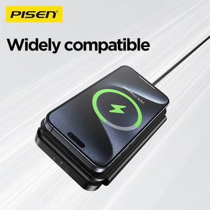 PISEN 3-in-1 Travel Magnetic Wireless Charger – Foldable MagSafe Charger for Phone, Watch & Earbuds (F6) - Pro iPhone Repair
