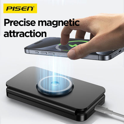 PISEN 3-in-1 Travel Magnetic Wireless Charger – Foldable MagSafe Charger for Phone, Watch & Earbuds (F6) - Pro iPhone Repair