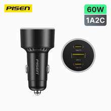 PISEN 60W Car Charger – 3-Port 2C1A Fast-Charging Adapter, Black (TP-C79) - Pro iPhone Repair