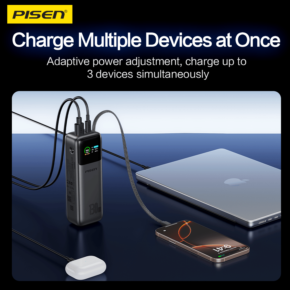 PISEN Bolt 130W 20000mAh Power Bank – High-Speed USB-C Laptop Portable Charger (TP-D107) - Pro iPhone Repair