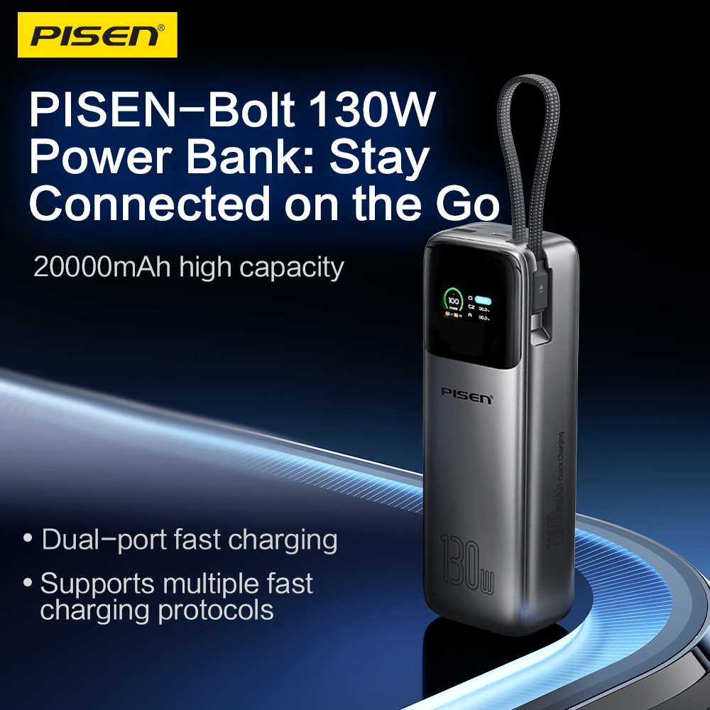 PISEN Bolt 130W 20000mAh Power Bank – High-Speed USB-C Laptop Portable Charger (TP-D107) - Pro iPhone Repair