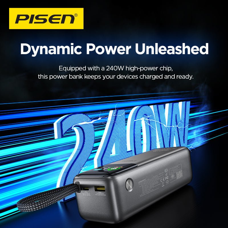 PISEN Bolt 240W 27000mAh Power Bank – Ultra-Fast USB-C Laptop Portable Charger (TP-D106) - Pro iPhone Repair