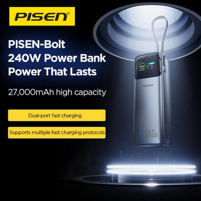 PISEN Bolt 240W 27000mAh Power Bank – Ultra-Fast USB-C Laptop Portable Charger (TP-D106) - Pro iPhone Repair