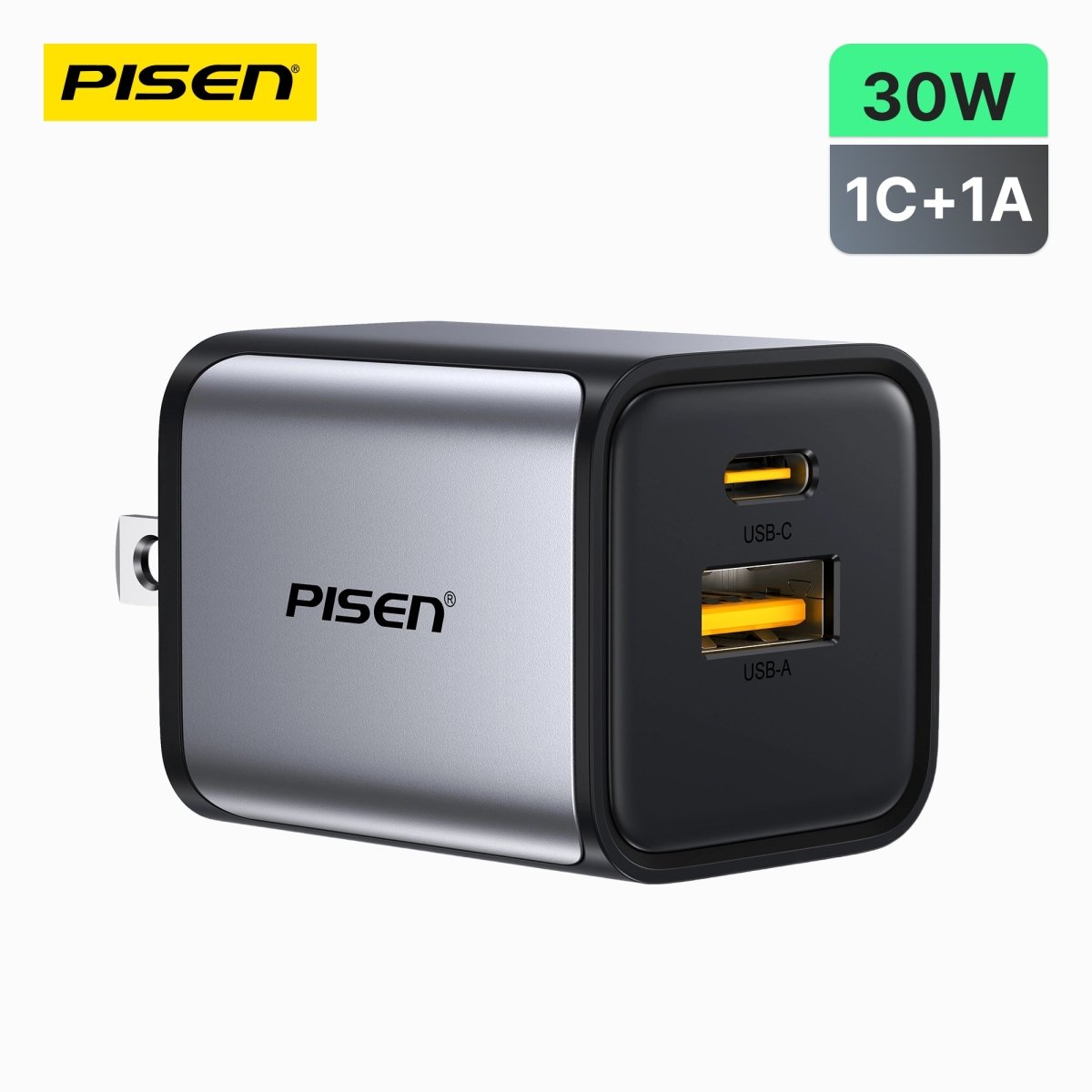 PISEN BOLT Lite 30W 2-Port GaN Fast Charger – Compact USB-C Wall Charger (TP-C63) - Pro iPhone Repair