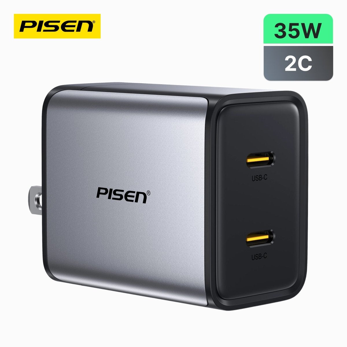 PISEN BOLT Lite 35W 2-Port GaN Fast Charger – Compact USB-C Wall Charger (TP-C64) - Pro iPhone Repair