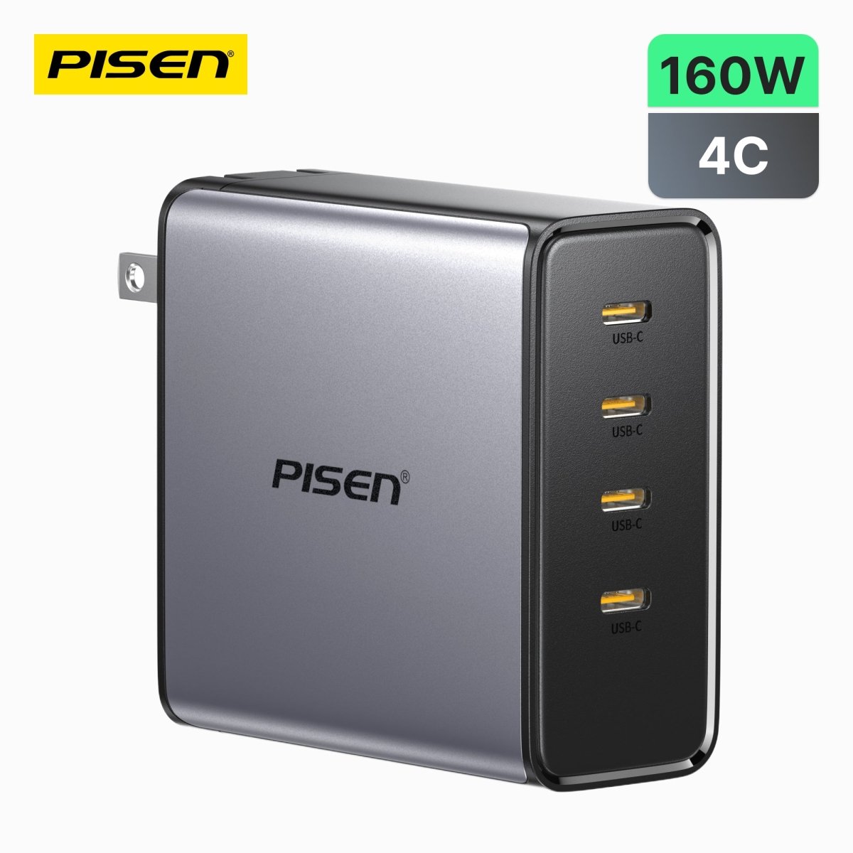 PISEN BOLT Pro 160W GaN Fast Charger – 4-Port USB-C Desktop Charging Station (TP-C81) - Pro iPhone Repair
