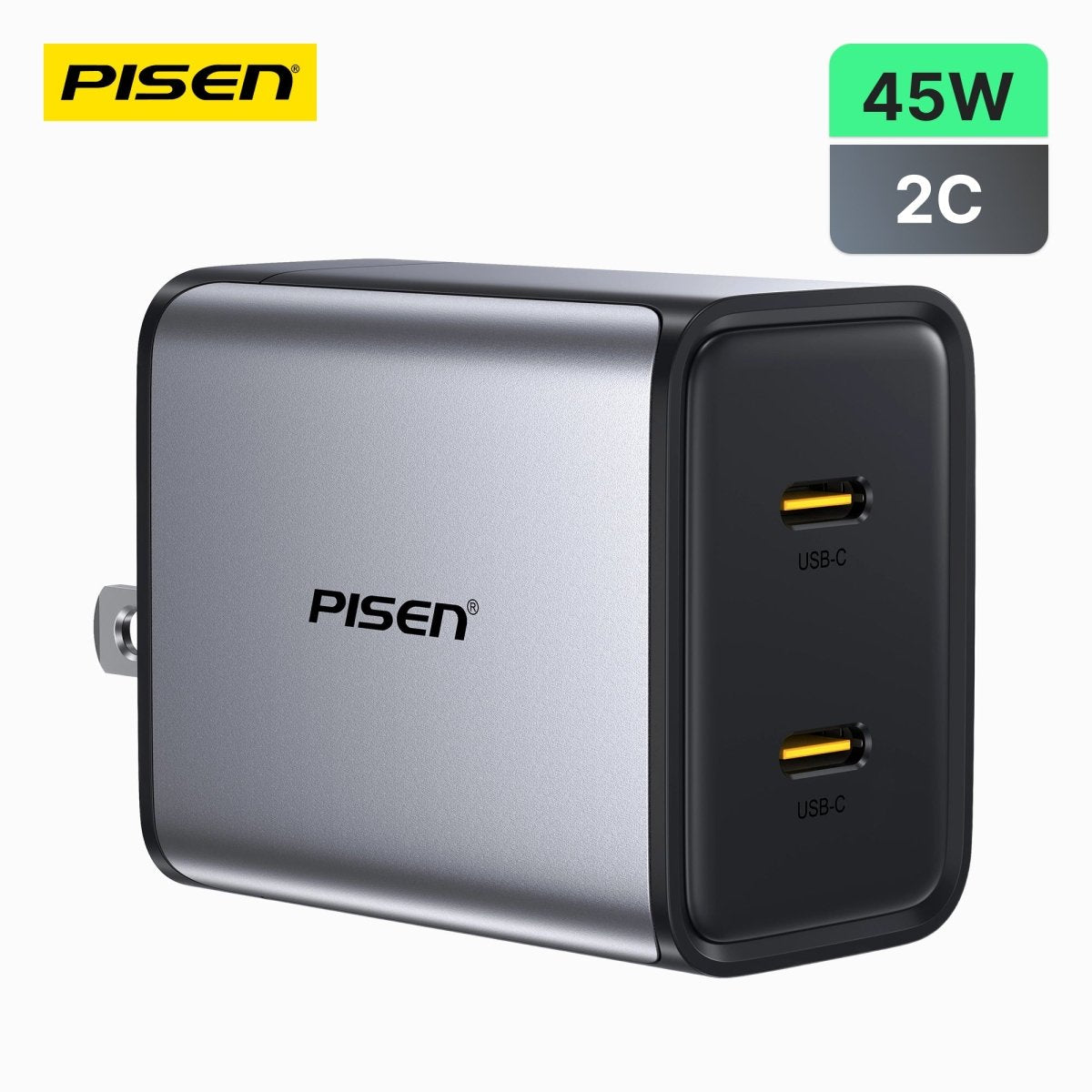 PISEN BOLT Utility 45W 2-Port GaN Fast Charger – Compact USB-C Wall Charger (TP-C65) - Pro iPhone Repair