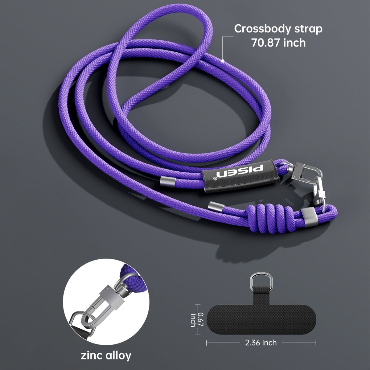 PISEN Braided Phone Lanyard 6mm – Adjustable Crossbody Strap for Phones (TP-PJ-001) - Pro iPhone Repair