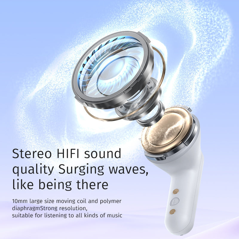 Exploded diagram of PISEN C2 wireless earbud 10mm dynamic driver for stereo hi-fi sound