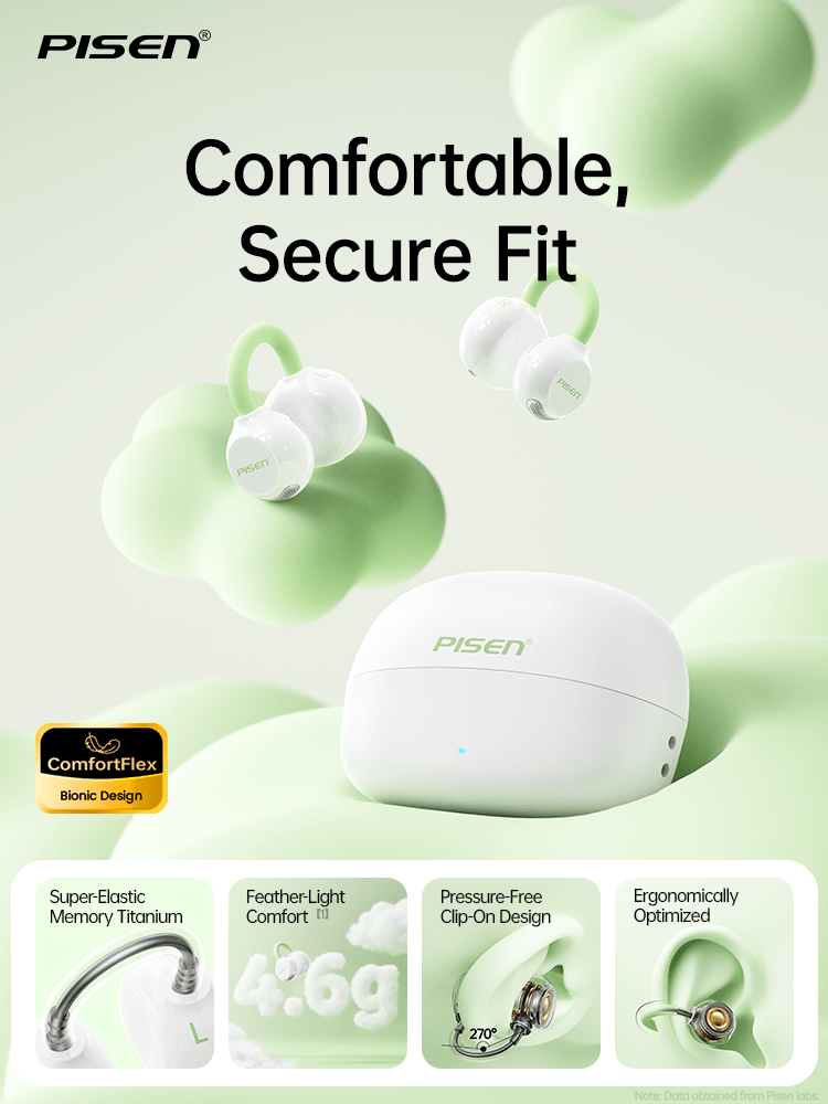 PISEN CloudFeather Open-Ear Clip-On Earbuds – Wireless Bluetooth Air-Conduction Headphones (EHB-TW2) - Pro iPhone Repair